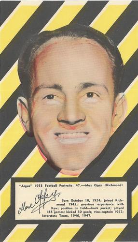 1953 Argus Football Portraits #47 Max Oppy Front
